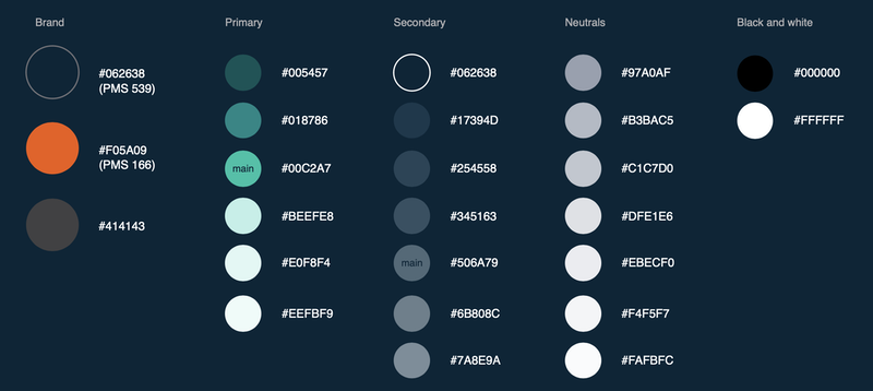 Website branding colours